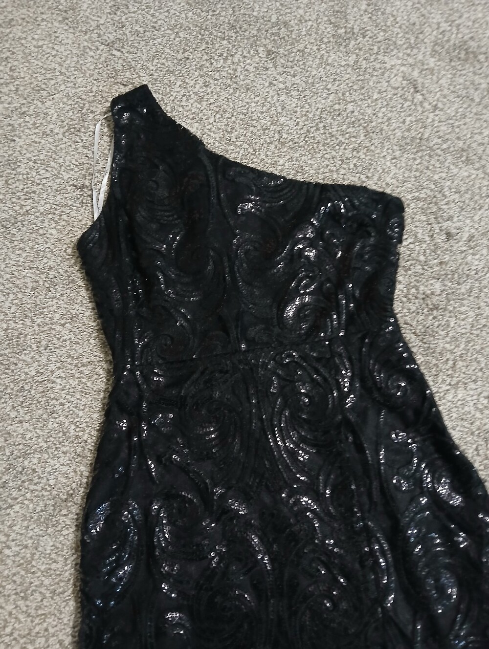 Lulu's Black One-Shoulder Sequin Mini Dress - Picture 3 of 16